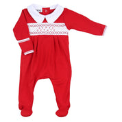 MAGNOLIA BABY - Cora & Cooper Smocked Boys Babygrow- Red