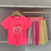 BILLIEBLUSH - Heart Top & Pleated Skirt Set - Multicoloured