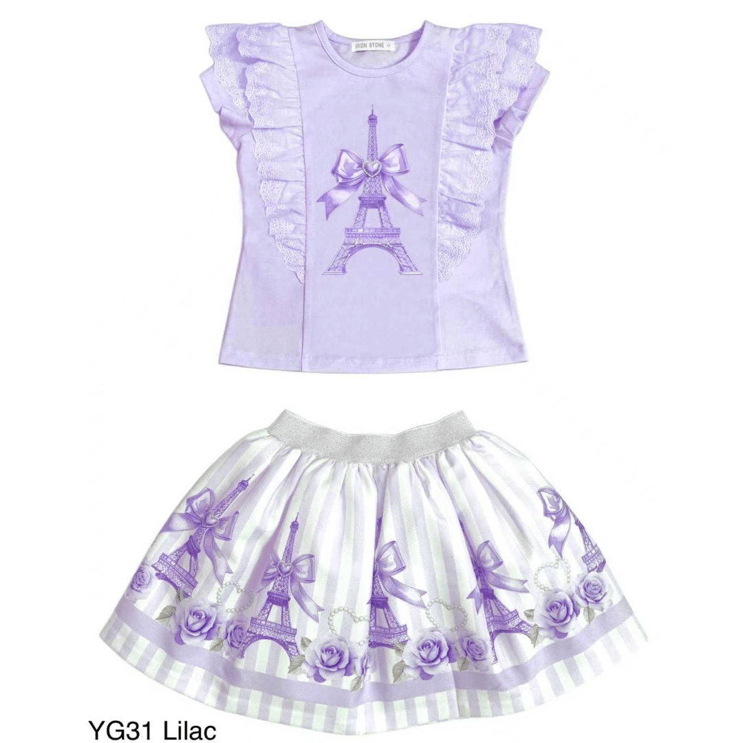 Giorgio Bambini - Paris Skirt Set & Hairbow - Lilac