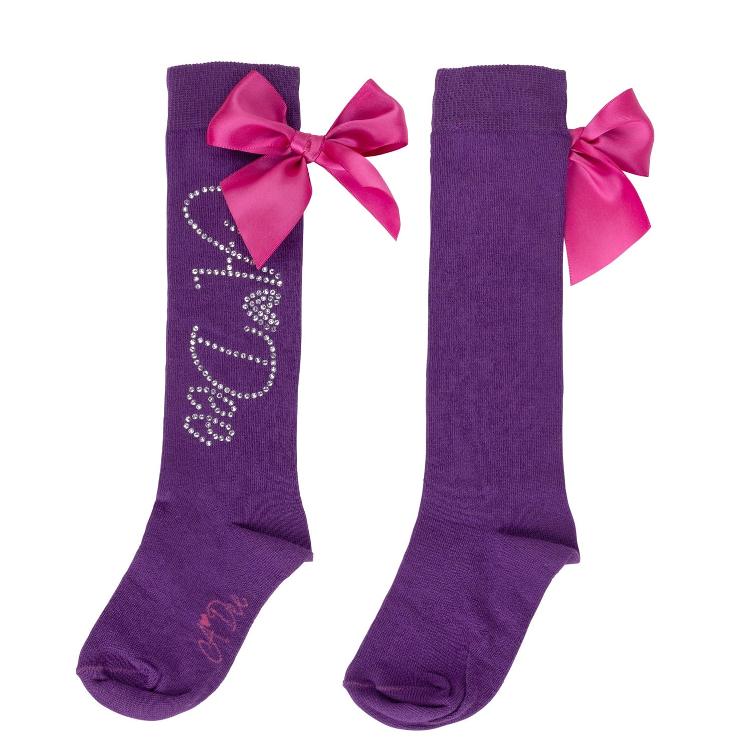 A DEE - Star Love Tate Diamante Knee High Socks - Bold Purple