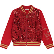 A DEE - A Dee Queen Crystal Sequin Bomber - Red