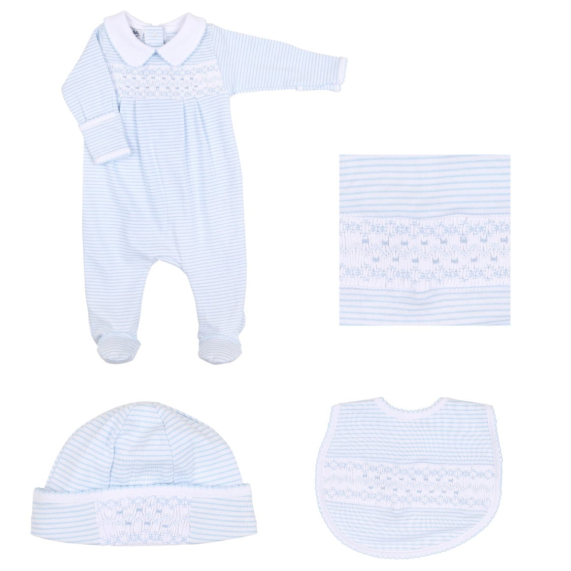 MAGNOLIA BABY - Arthur Smocked Three Piece Set - Blue