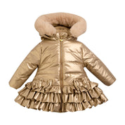 LITTLE A - As Good As Gold Faith Faux Fur Padded Trim Jacket - Gold