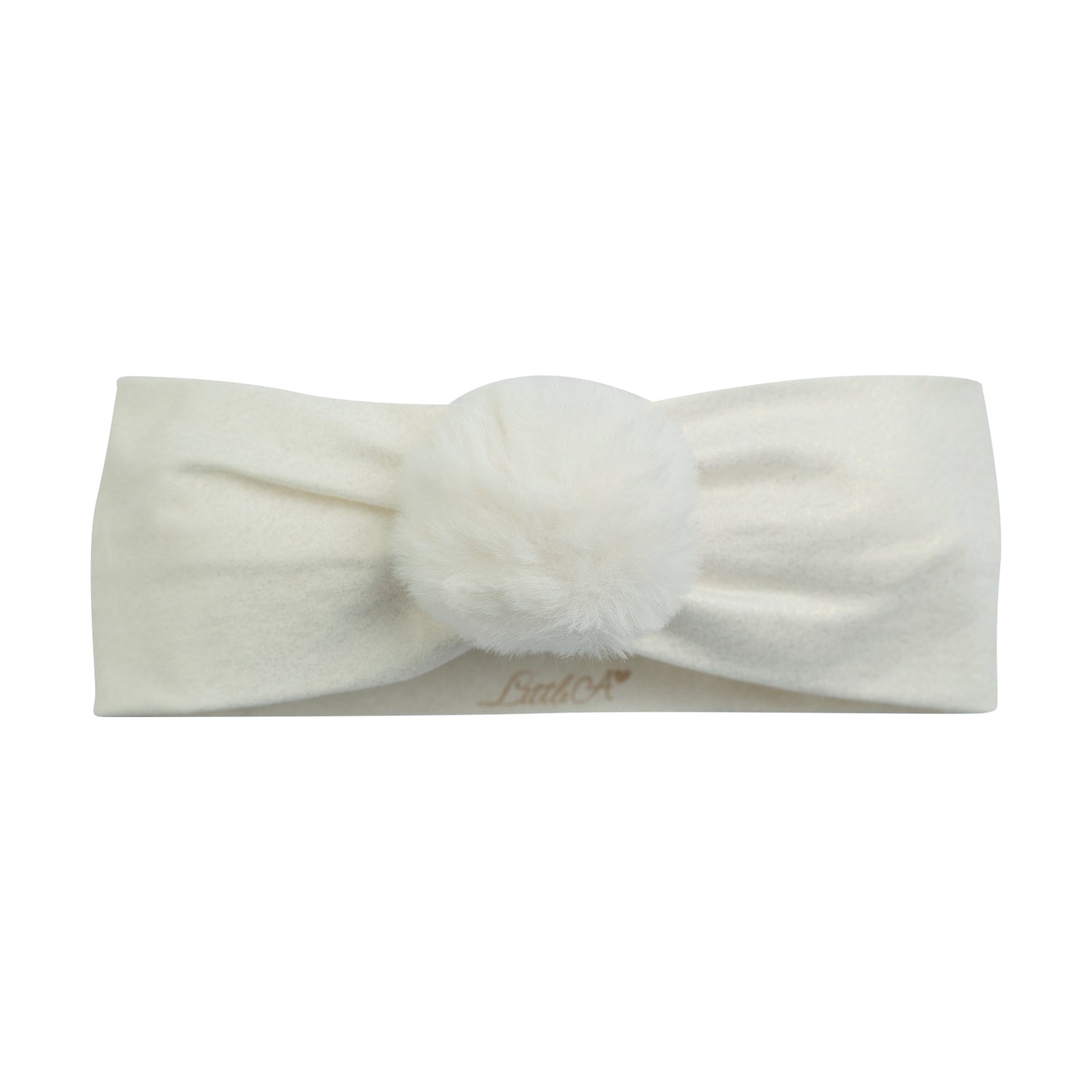 LITTLE A - As Good As Gold Fenix Pom Pom Headband - White