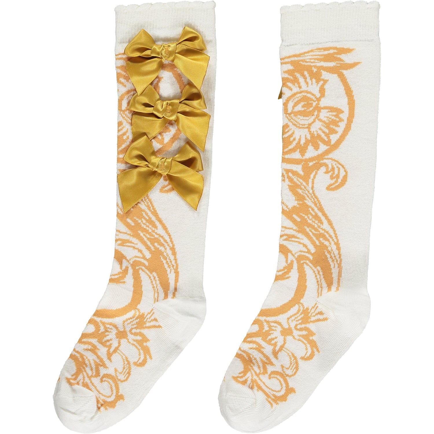 A DEE - Baroque Love Bianca Baroque Knee High Socks - White