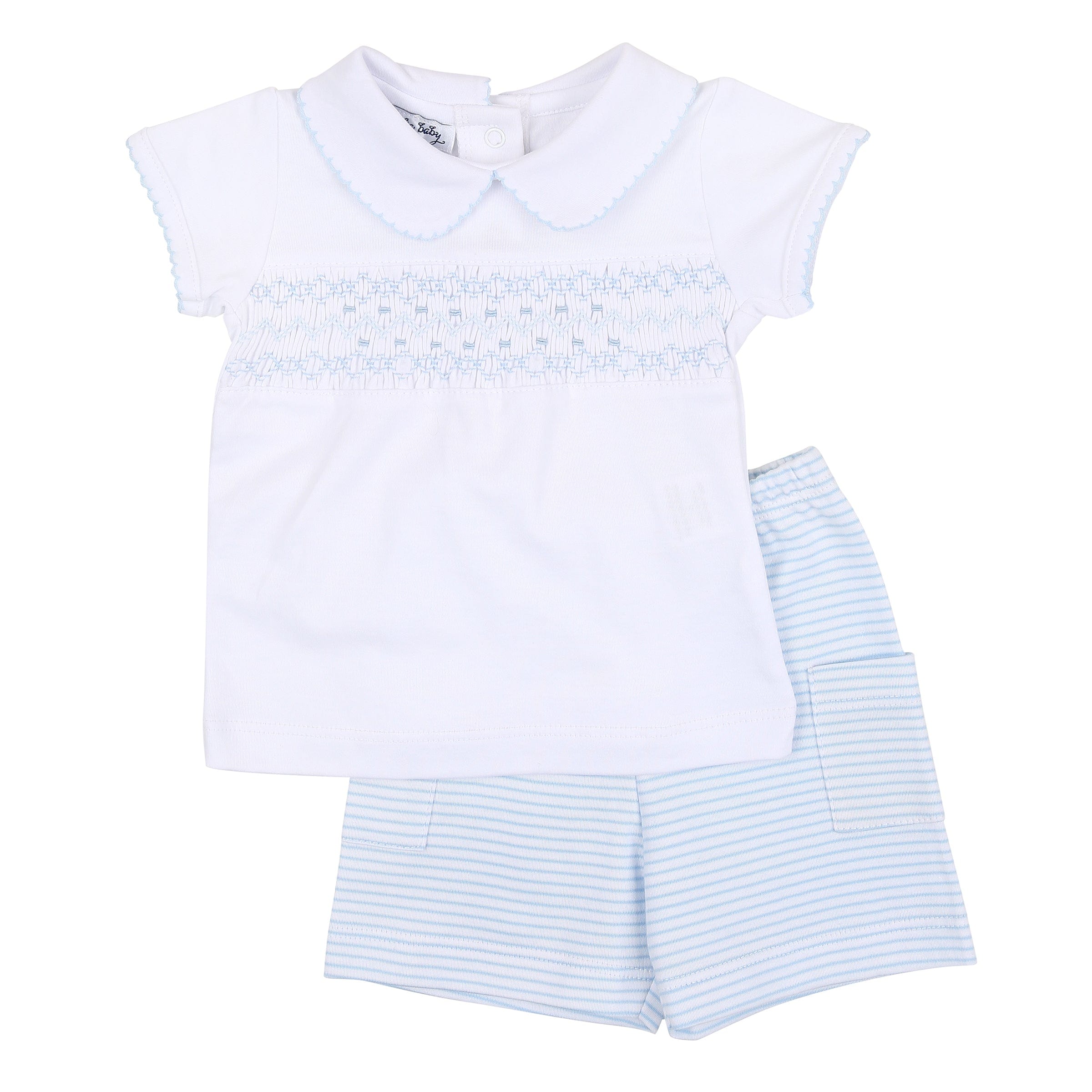 MAGNOLIA BABY - Arthur Smocked Short Set - Blue