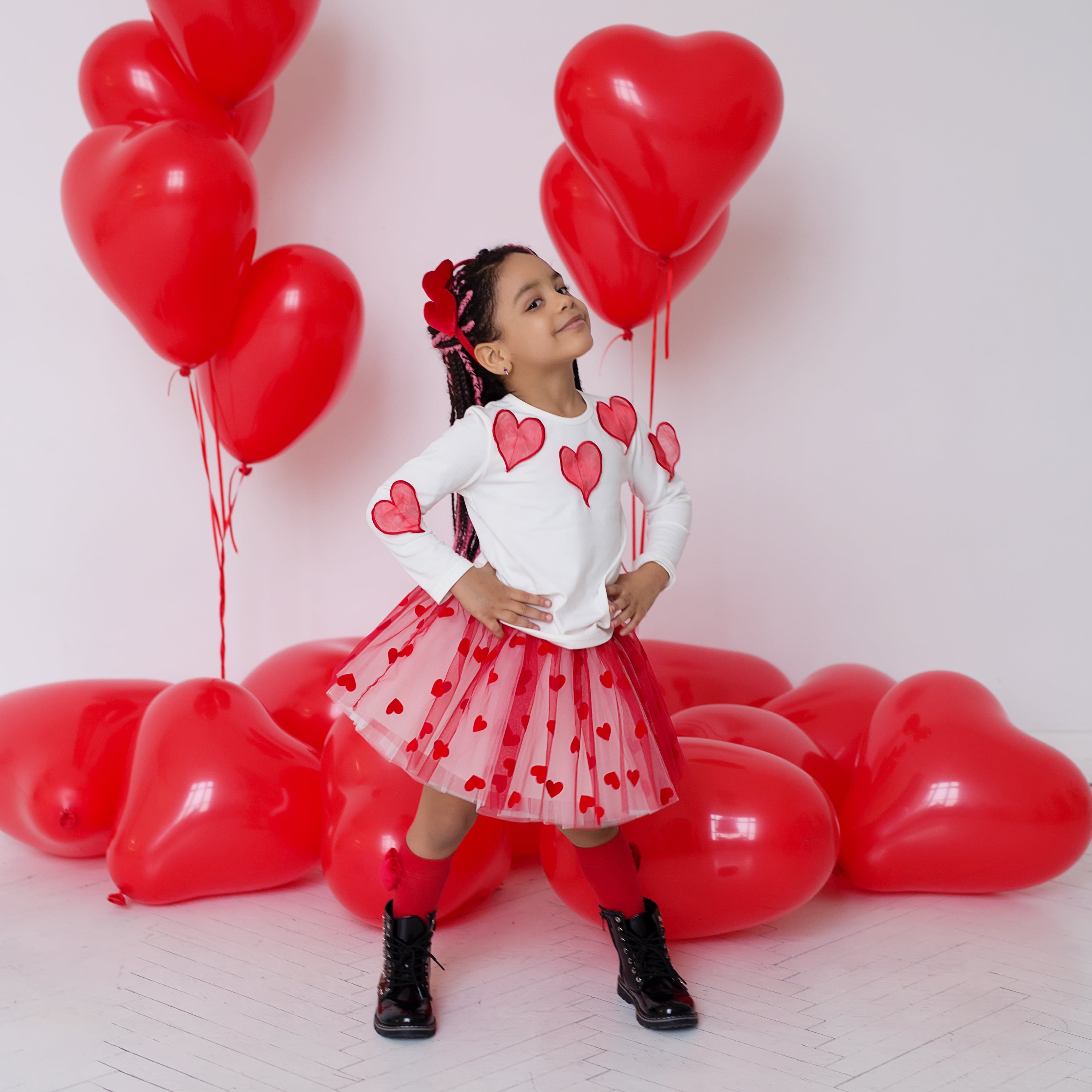 Daga - Follow My Heart Tutu Heart Skirt Set - Red