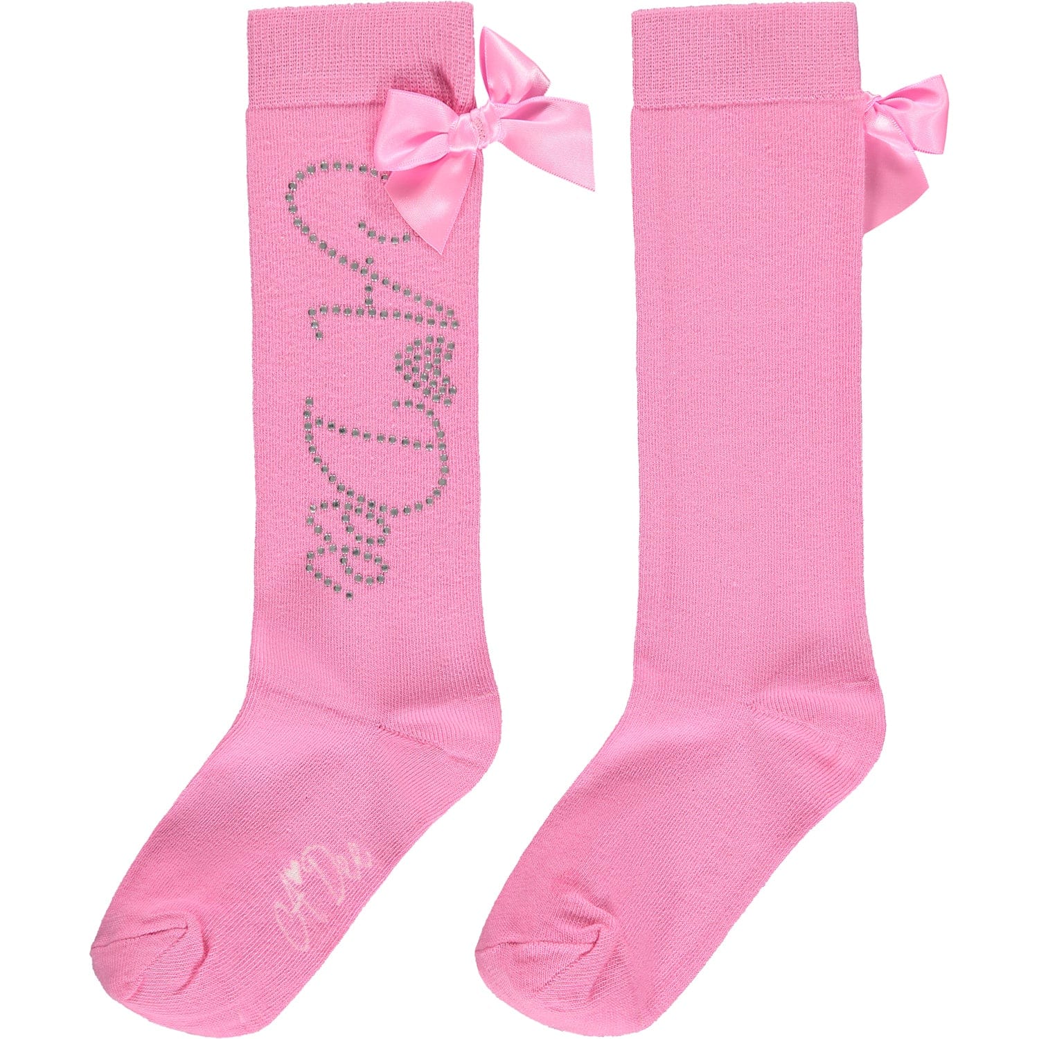 A DEE - Peony Dreams Annabella Diamanté Logo Knee High Socks - Peony Pink