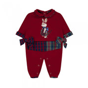 LAPIN HOUSE - Rabbit Tartan Babygrow - Red