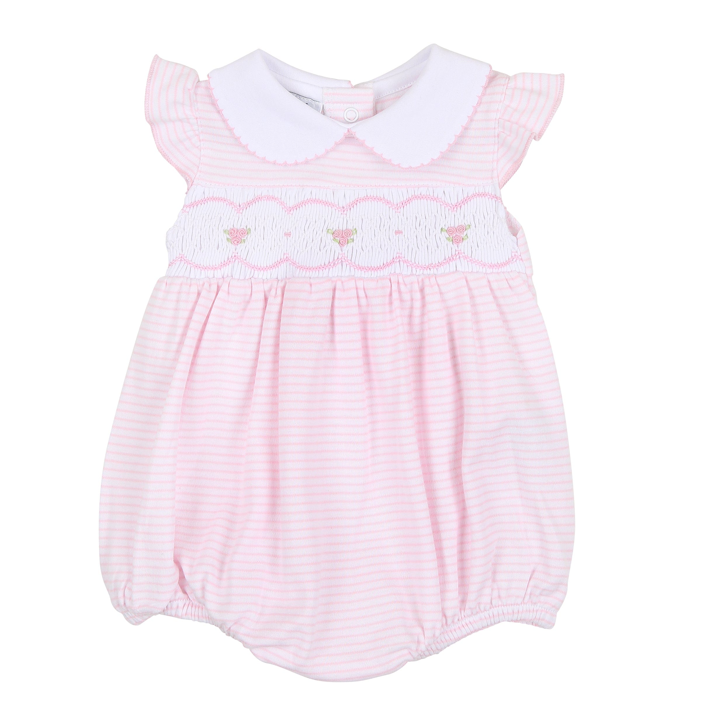 MAGNOLIA BABY - Anna Smocked  Bubble - Pink