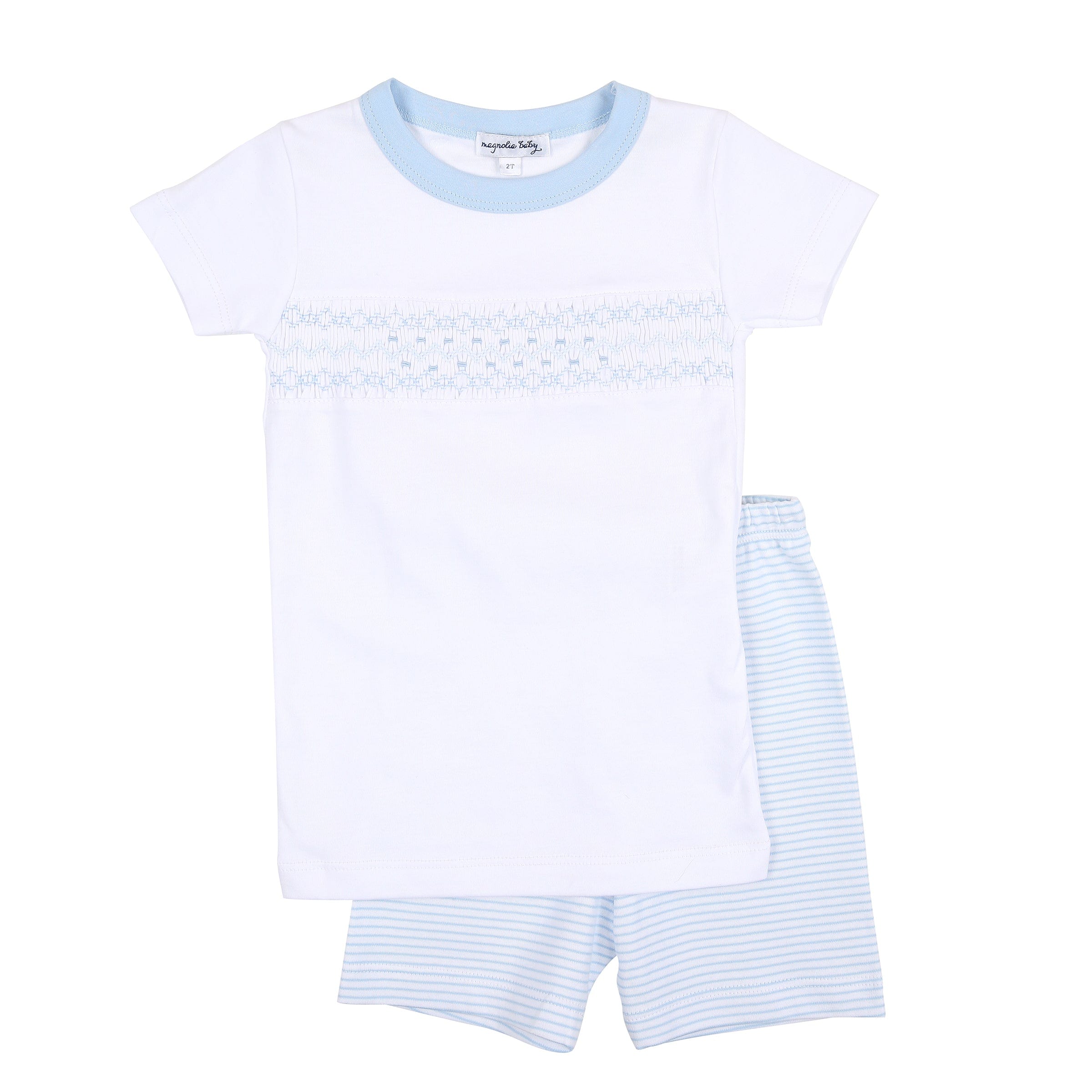 MAGNOLIA BABY -  Arthur Short Smocked Pyjamas - Blue