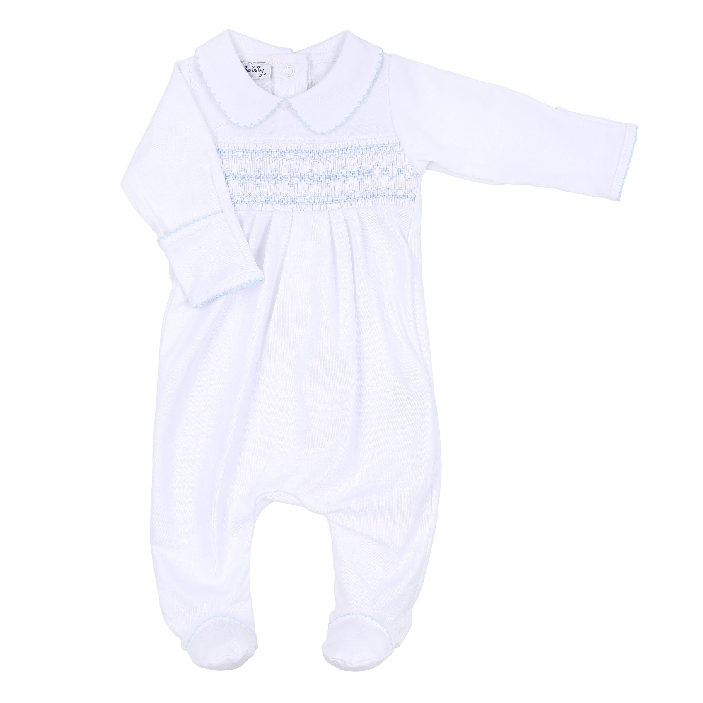 MAGNOLIA BABY - Brody Smocked Three Piece Babygrow Set - White