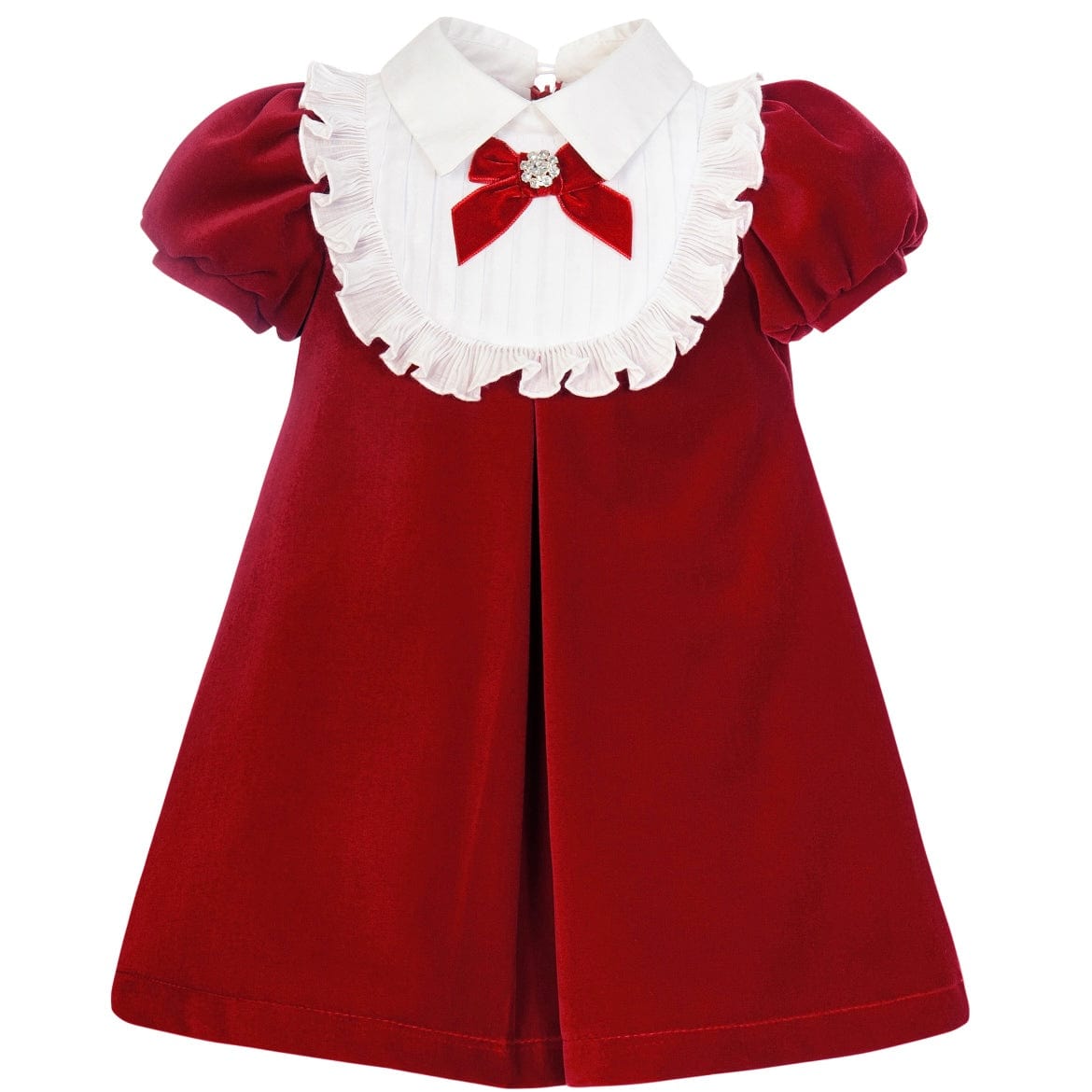 BALLOON CHIC - Velvet Bib Dress - Red