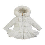 LITTLE A - Check Me Out Elsa Faux Fur Padded Trim Jacket - White