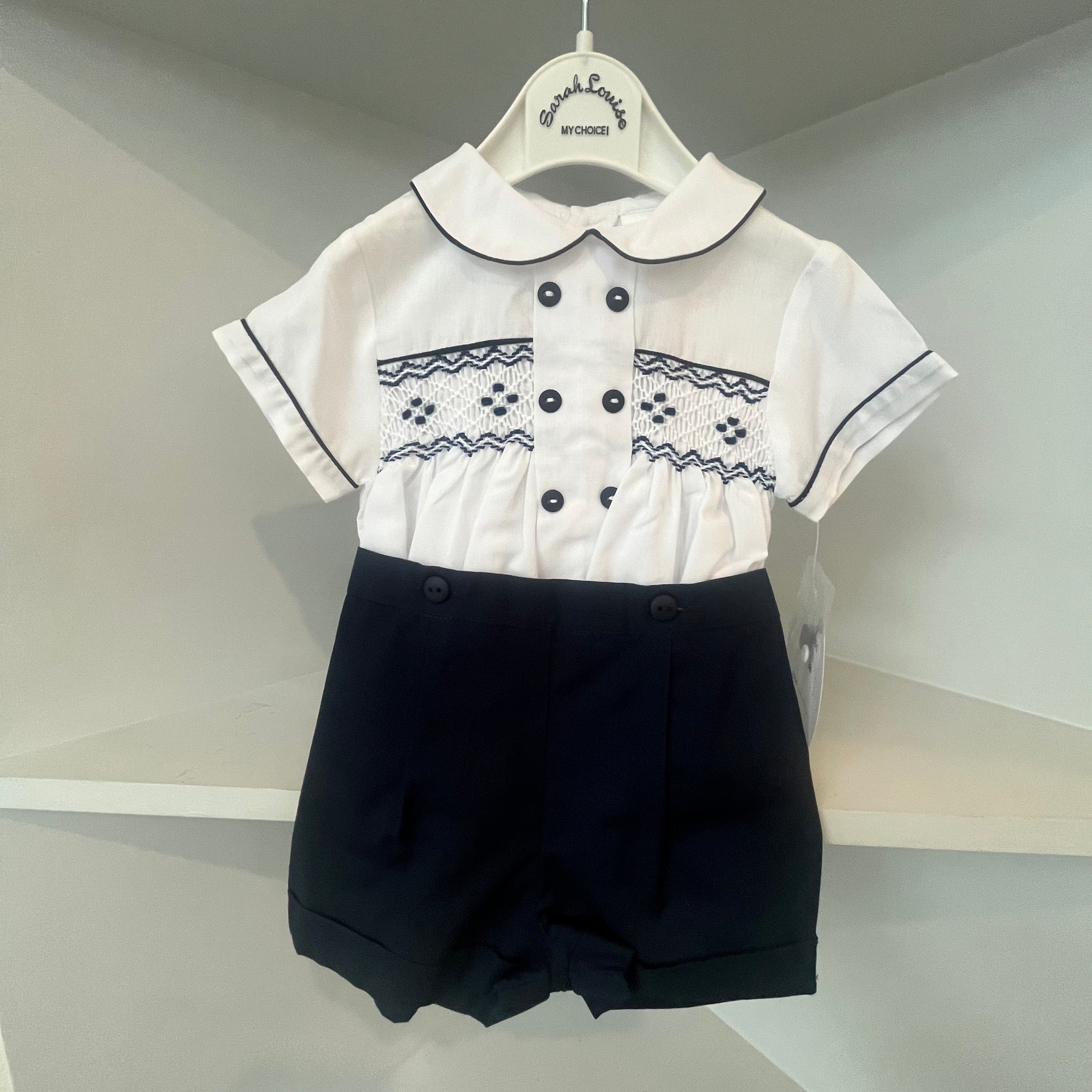 SARAH LOUISE - Boys Smocked Set - Navy