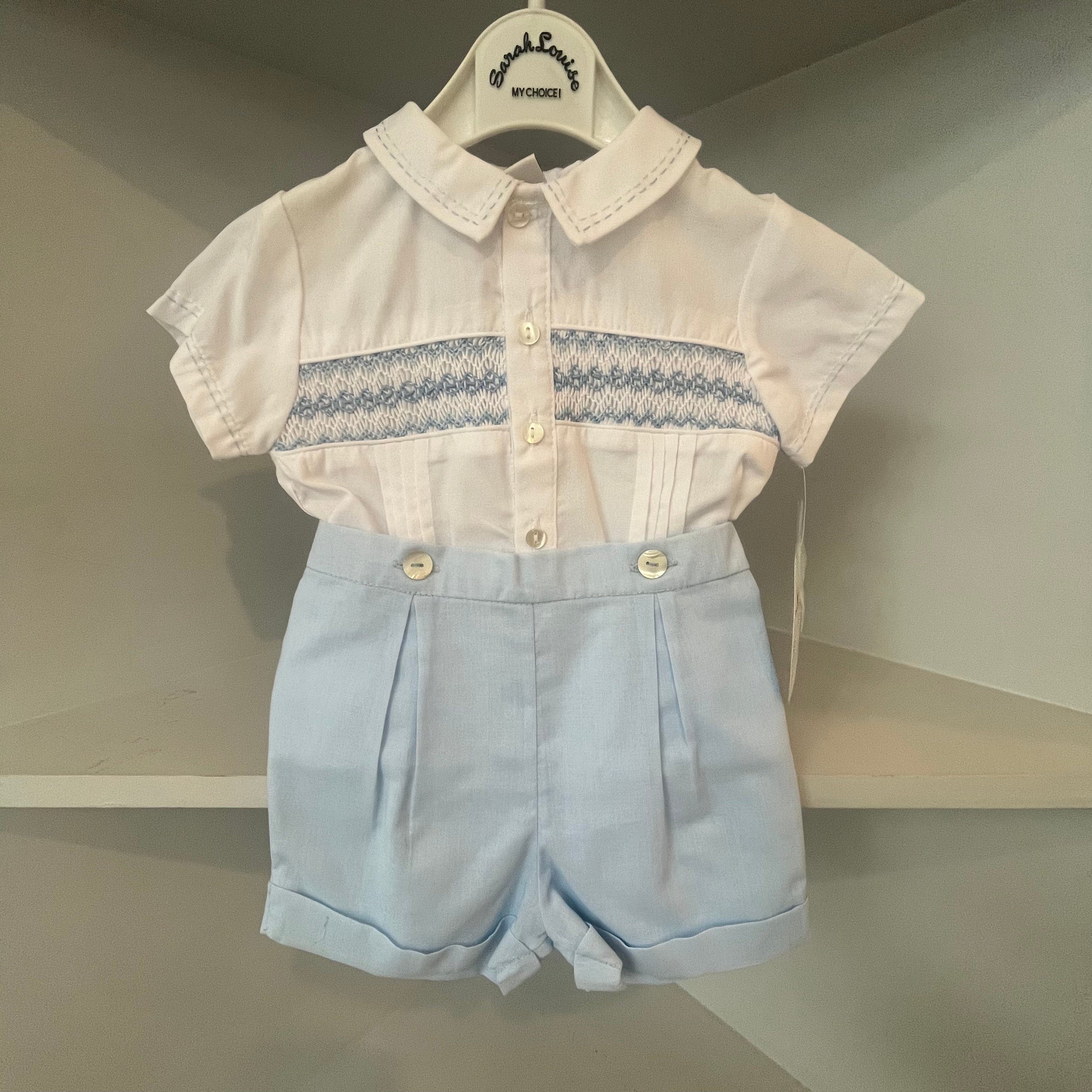 SARAH LOUISE - Boys Smocked Set - Blue