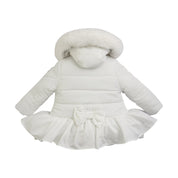 LITTLE A - Check Me Out Elsa Faux Fur Padded Trim Jacket - White