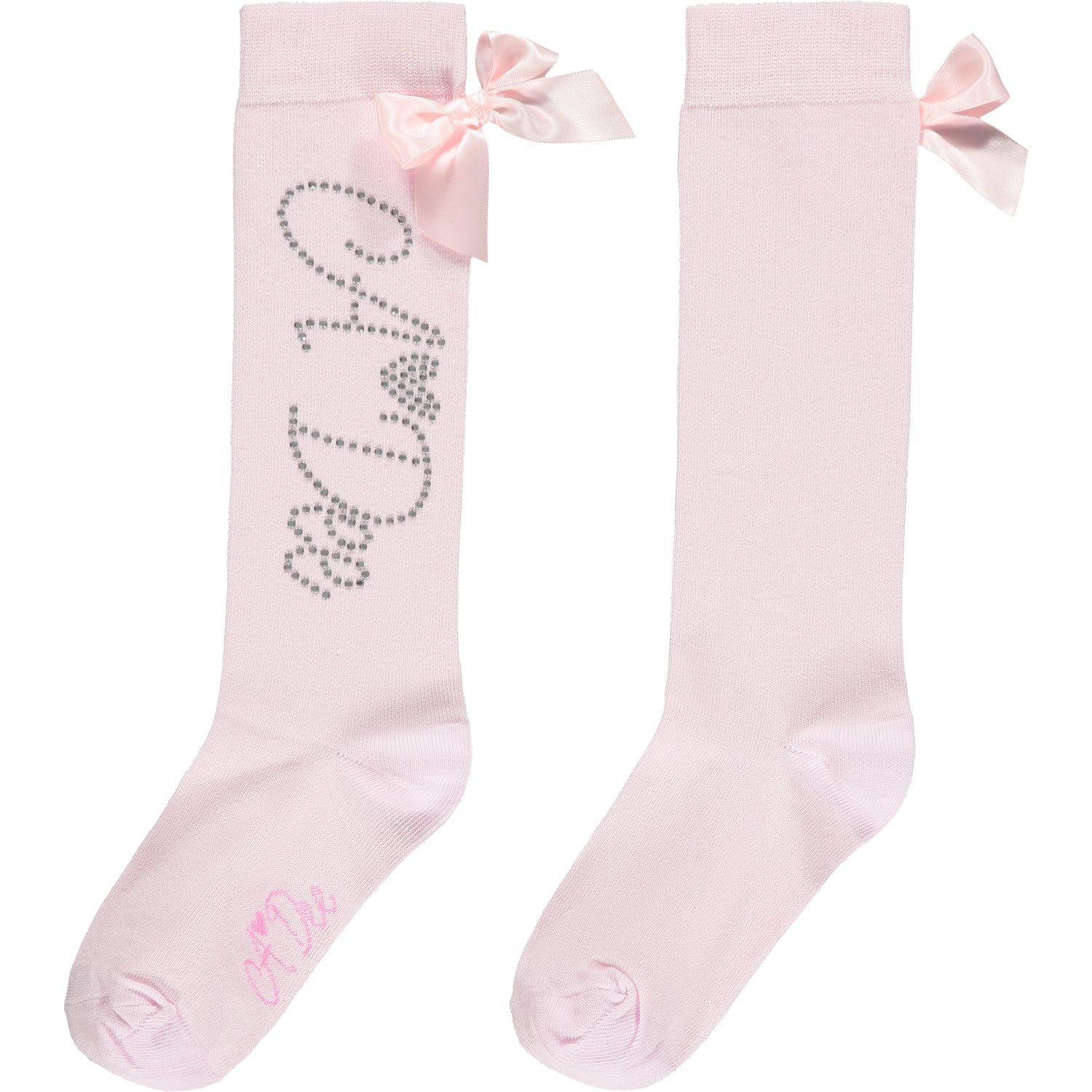 A DEE - Peony Dreams Annabella Diamanté Logo Knee High Socks - Pink