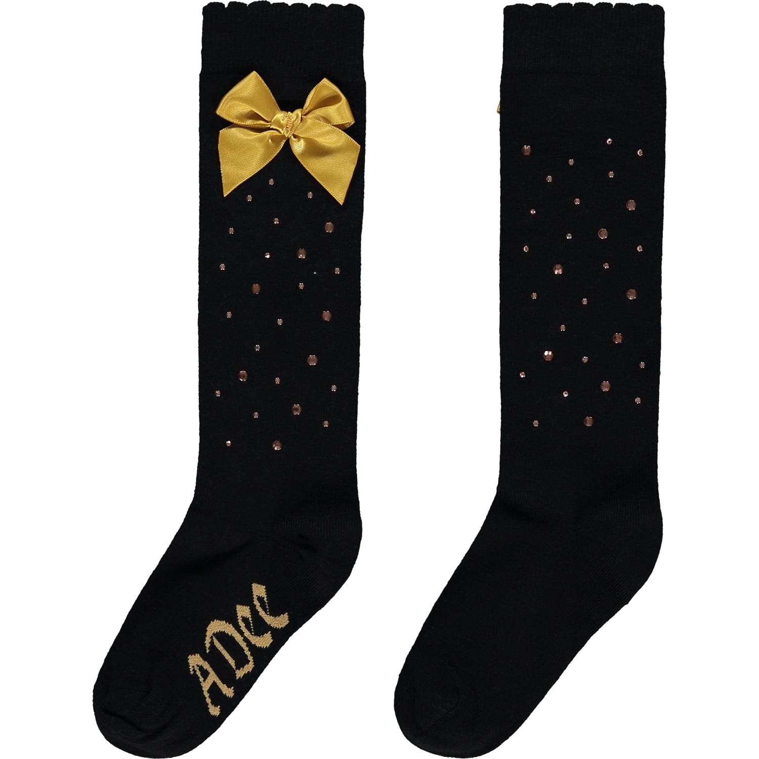 A DEE - Baroque Love Beth Diamanté Knee High Socks - Black