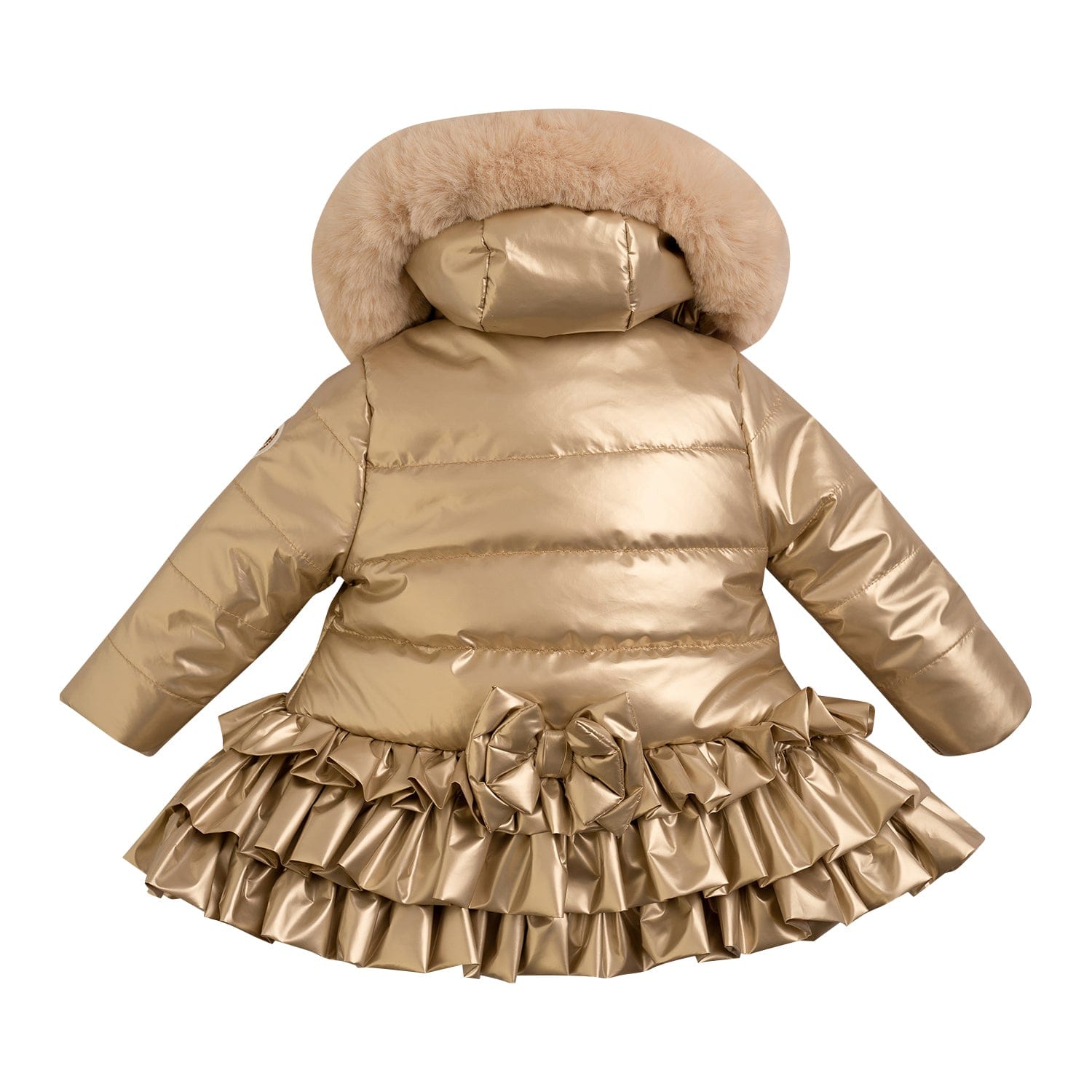 LITTLE A - As Good As Gold Faith Faux Fur Padded Trim Jacket - Gold