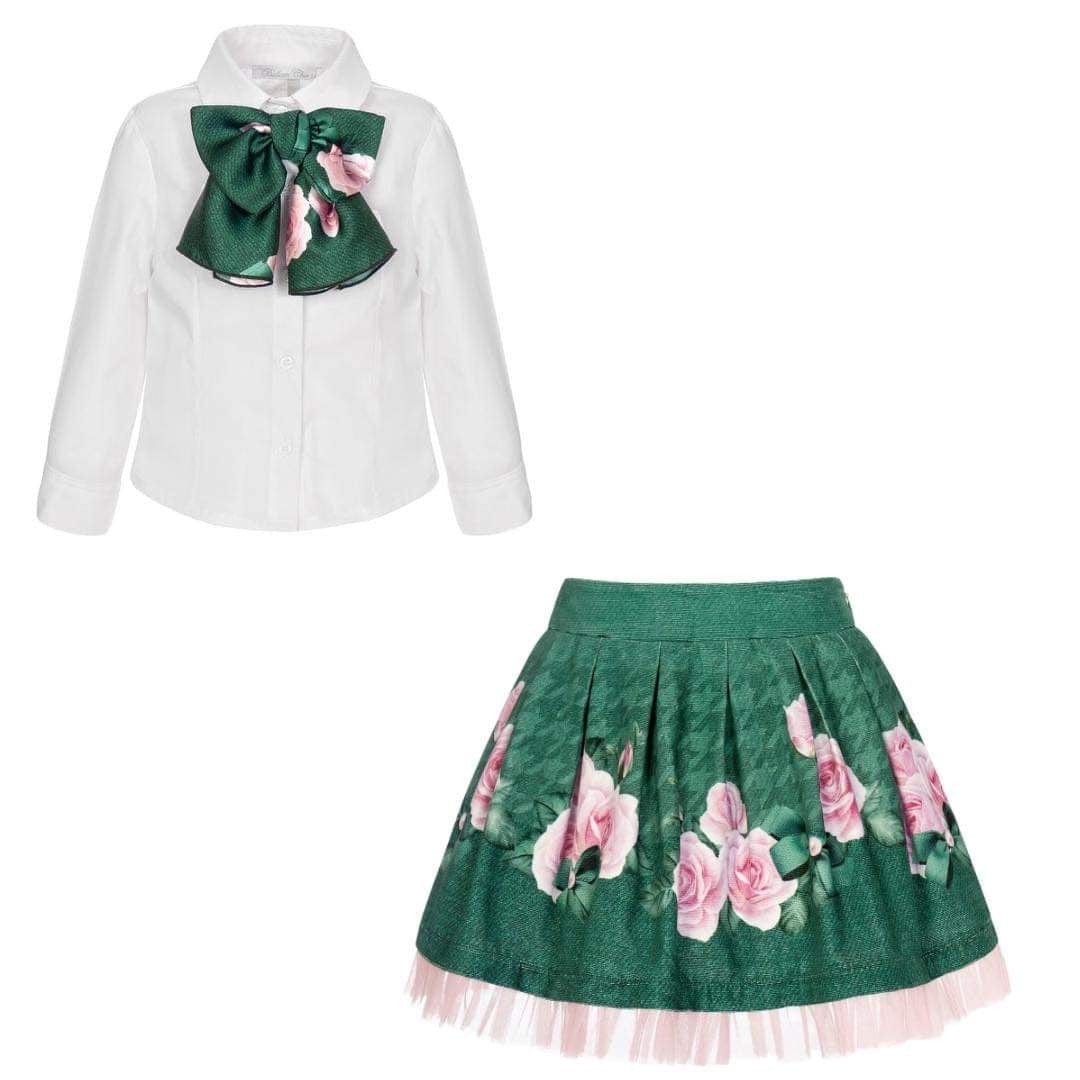 BALLOON CHIC - Pink Rose Skirt Set - Green