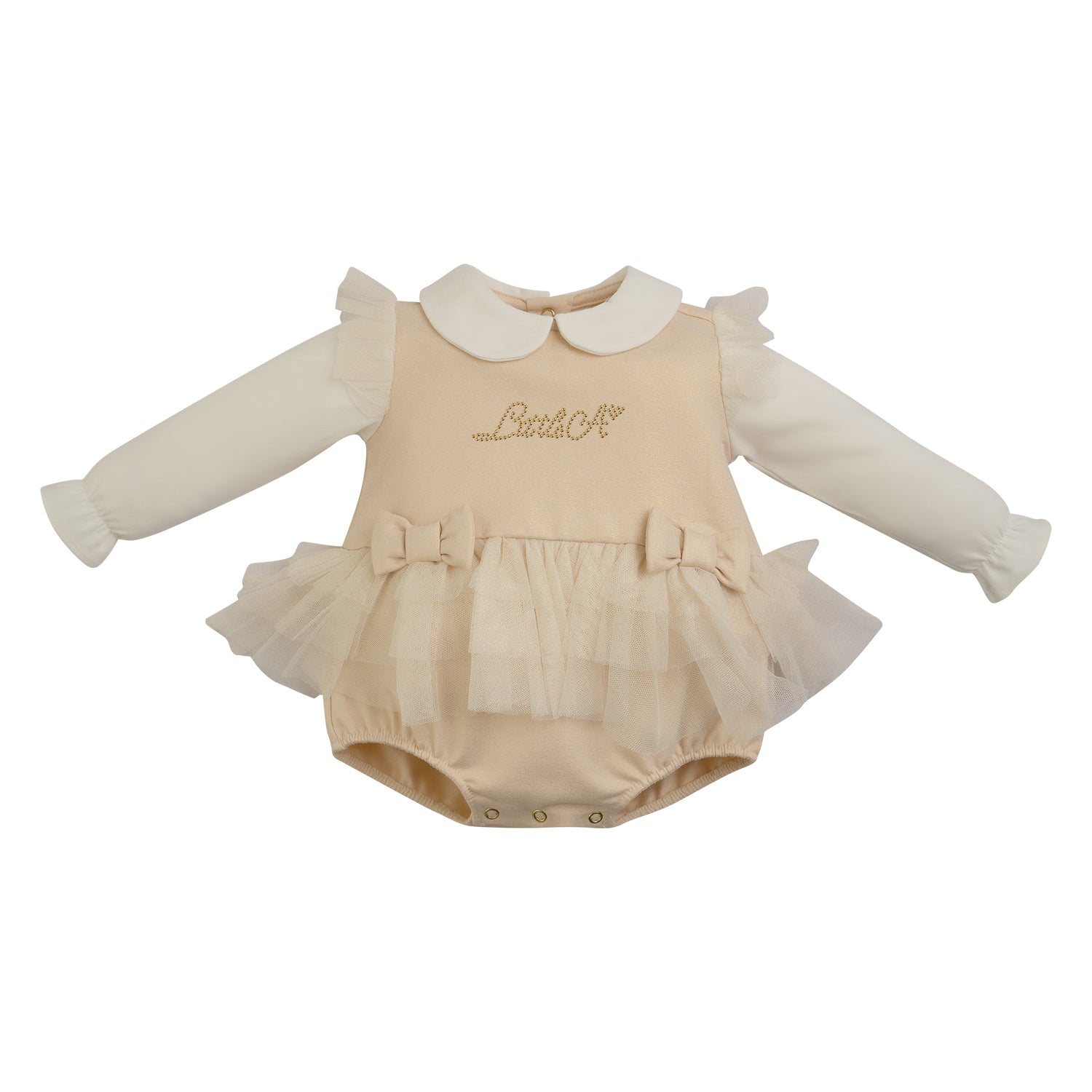 LITTLE A - As Good As Gold Flora Lurex Tulle Romper - Gold