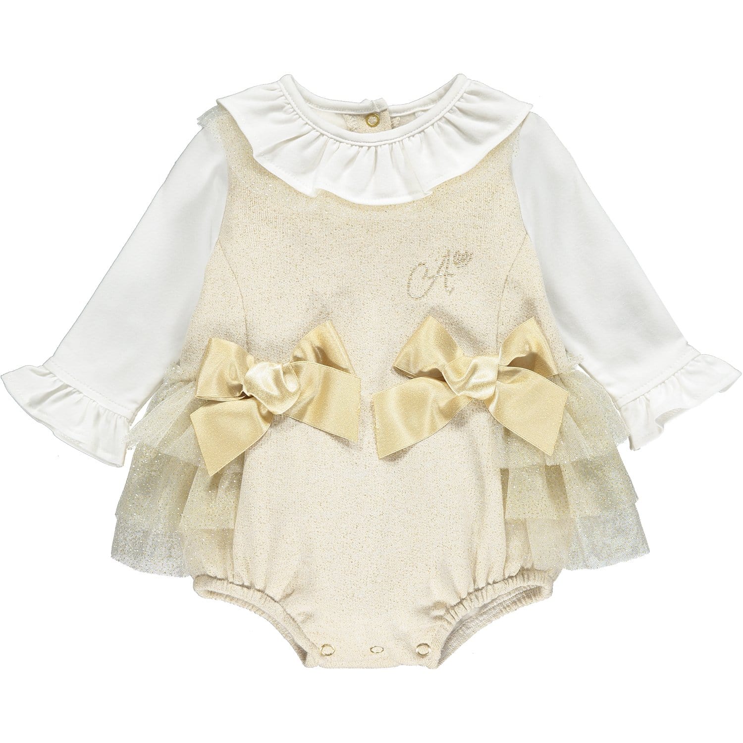 LITTLE A - Frill Sweat Romper - Gold