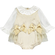 LITTLE A - Frill Sweat Romper - Gold