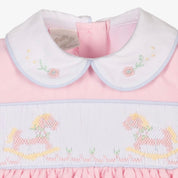 PRETTY ORIGINALS - Rocking Horse Smocked Dress  - Pink
