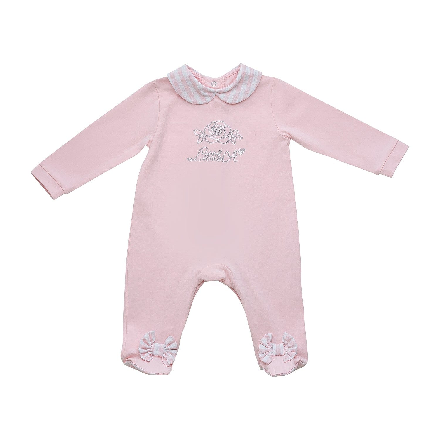 LITTLE A - Genevieve Summer Bloom Diamanté Babygrow - Pale Pink