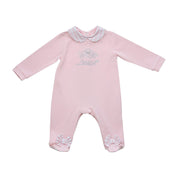 LITTLE A - Genevieve Summer Bloom Diamanté Babygrow - Pale Pink