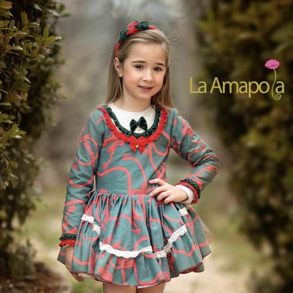 LA AMAPOLA GREEN AMAZONA DROP WAIST DRESS