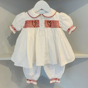 ANNAFIE -  Smocked Love Heart Pyjamas - Red