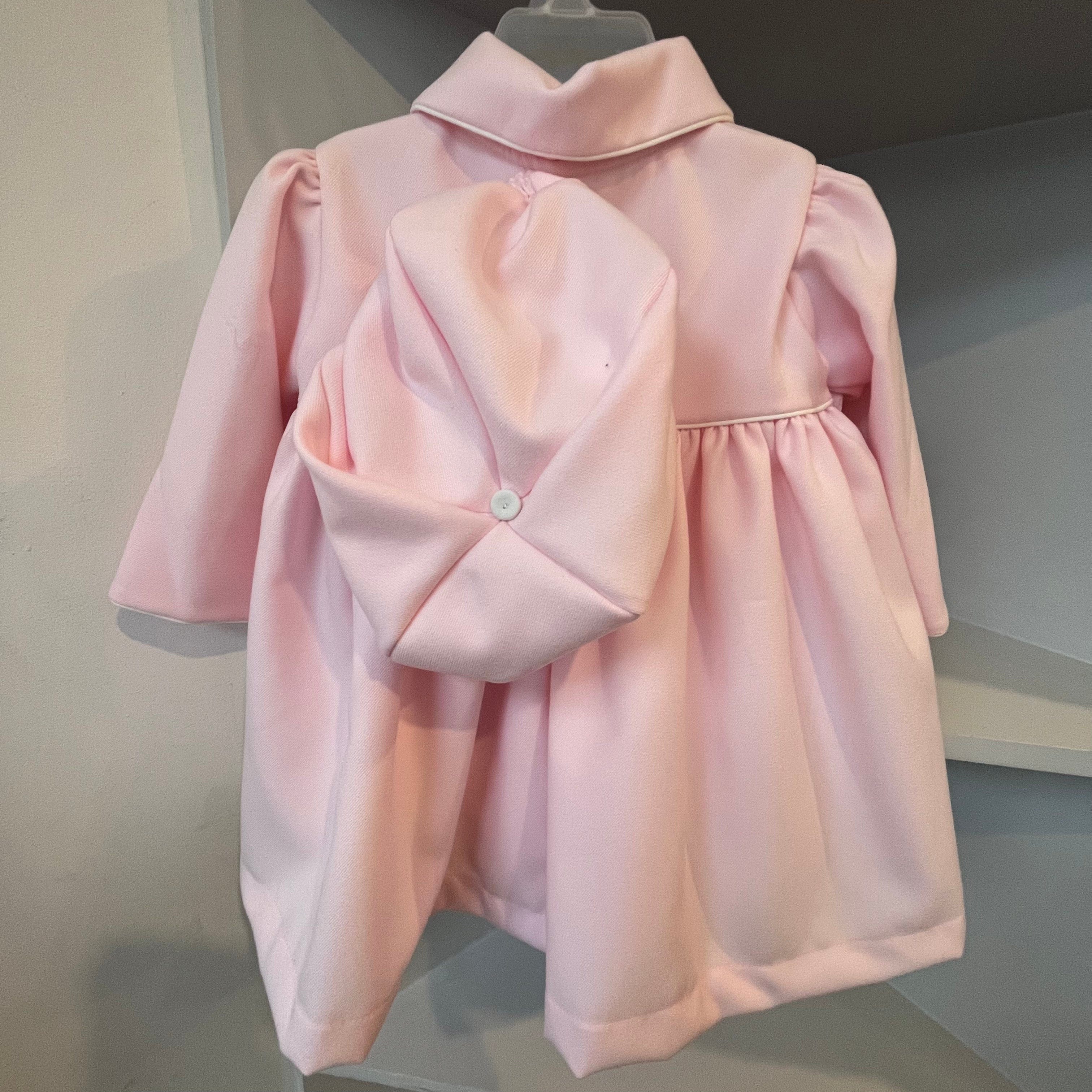 PRETTY ORIGINALS - Smocked Dress Coat & Hat Set  - Pink