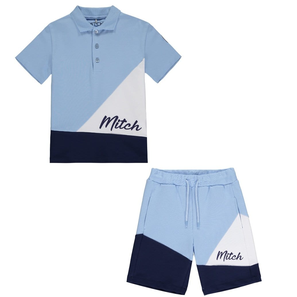 MITCH - Washington & Vermont Cut & Sew Short Set - Light Blue