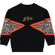 A DEE - Leopard Panel Sweatshirt Set - Black