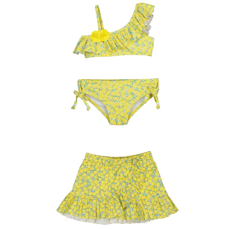 MAYORAL - Floral Bikini With Skirt - Yellow