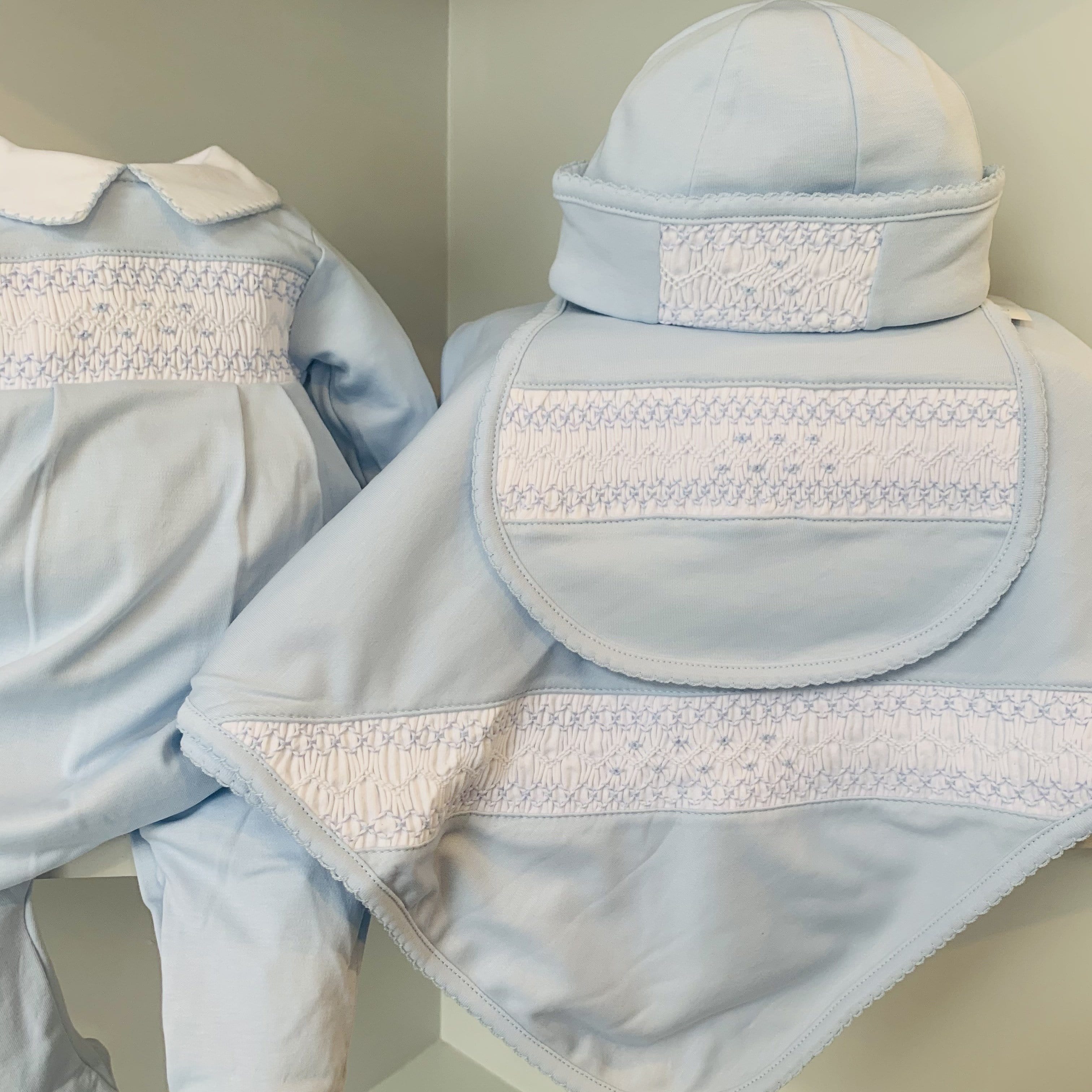 MAGNOLIA BABY - Four Piece Smocked Set - Blue