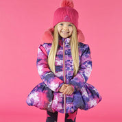 A DEE - Sandy Faux fur Hooded Galaxy Jacket - Pink Glaze