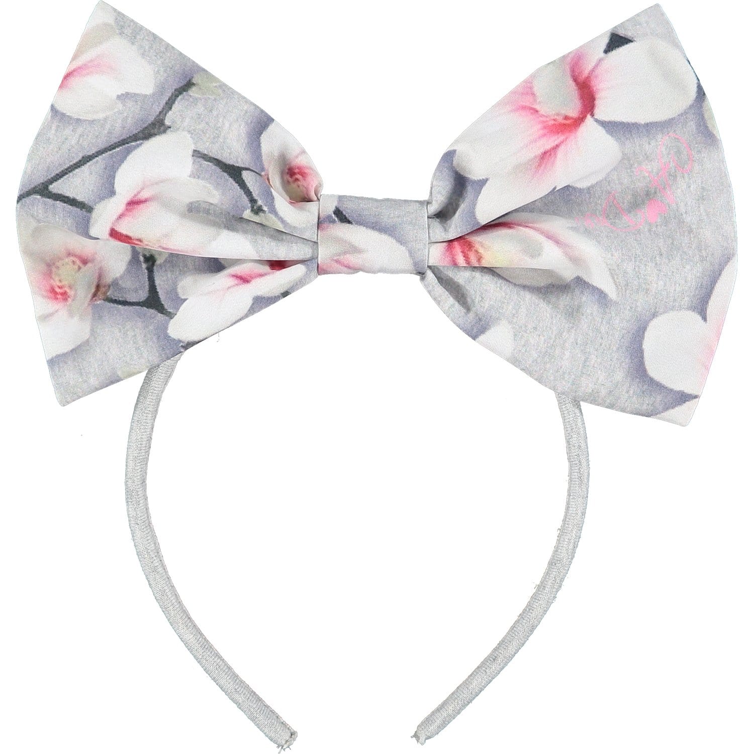 A DEE - Magnolia Print Bow Hairband - Grey