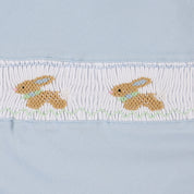 MAGNOLIA BABY - Springtime Bunny Smocked  Babygrow - Blue