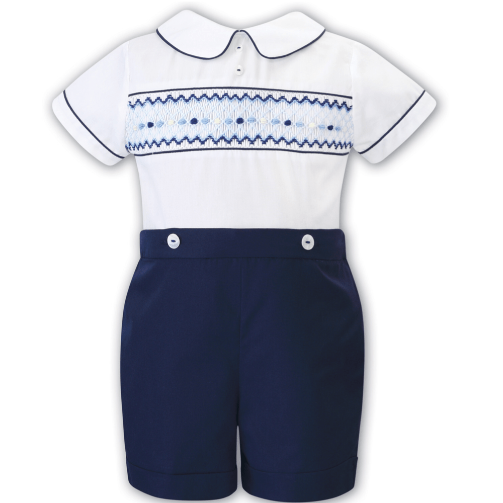 SARAH LOUISE -  Smock Short Set - Navy
