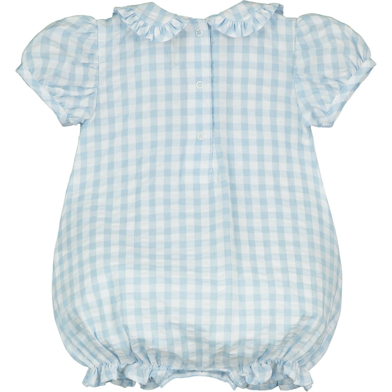 LITTLE A - Catrina Check Romper - Light Blue