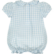 LITTLE A - Catrina Check Romper - Light Blue