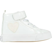 LITTLE A - Sweetheart Glitter Heart High Top - White