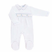 MINI-LA-MODA - Stalk Smocked Footsie - White