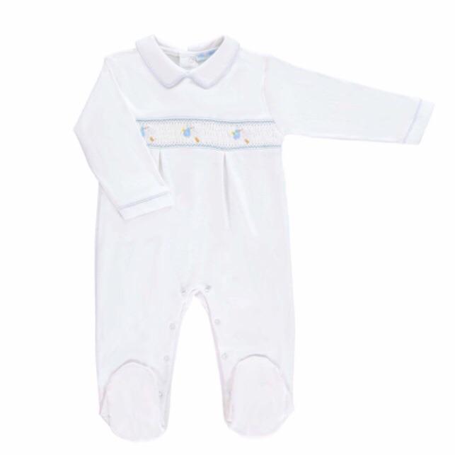 MINI-LA-MODA - Stalk Smocked Footsie - White