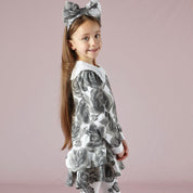 A DEE - Trudy Rose Print Dress - Light Grey
