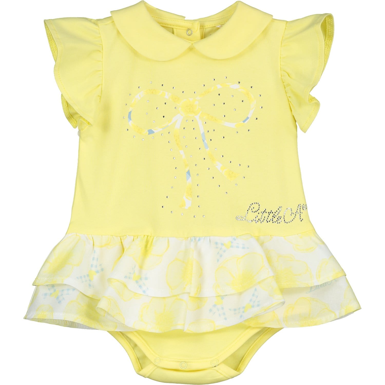 LITTLE A - Carmen Bow Romper - Lemon