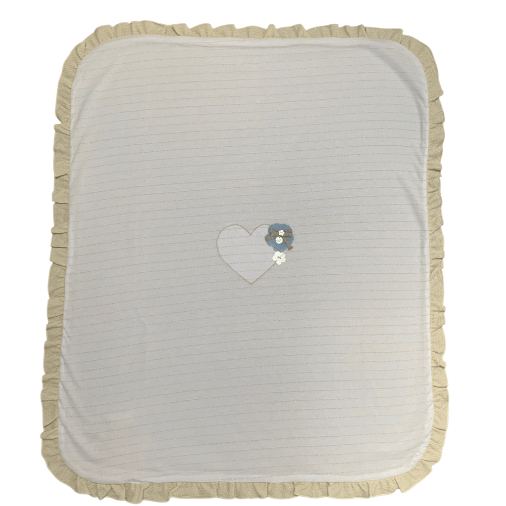 BARCELLINO - Stripe & Heart Blanket - White